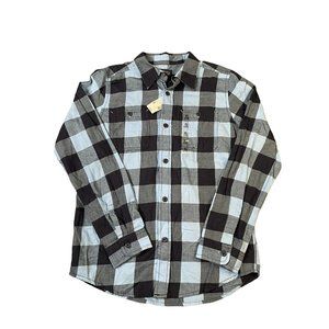 Boy’s XL Plaid Long Sleeve Button Up Shirt Blue Gray New